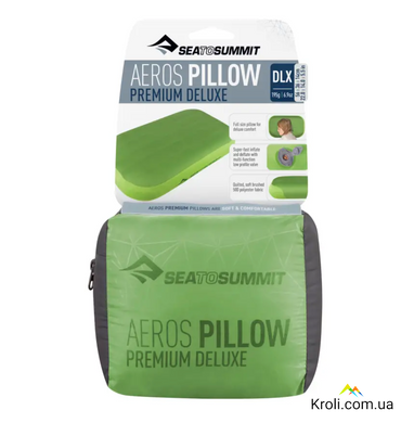 Подушка надувная Sea to Summit Aeros Premium Pillow Deluxe, 14х56х36см, Lime it (STS APILPREMDLXLI)