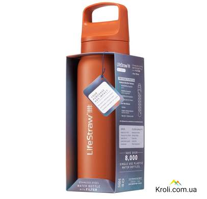 Пляшка-фільтр для води LifeStraw Go SS Filter Bottle, 700 мл, Kyoto Orange (LSW LGV42SORWW)