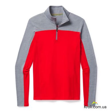 Термофутболка мужская Smartwool Men's Merino Sport 250 Long Sleeve 1/4 Zip, Light Gray Heather/Cardinal Red, M, SW 19024.E76-M