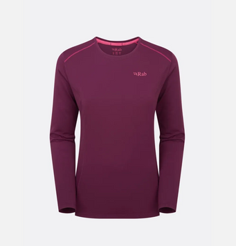Футболка с длинным рукавом женская Rab Force LS Tee Wmns, Mulberry, L (14) (RB QBL-08-MUL-14)