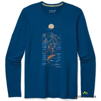 Мужская футболка Smartwool Men's Merino Sport 150 Alpine Bear Long Sleeve Graphic Tee, Alpine Blue, M (SW 16294.B25-M)