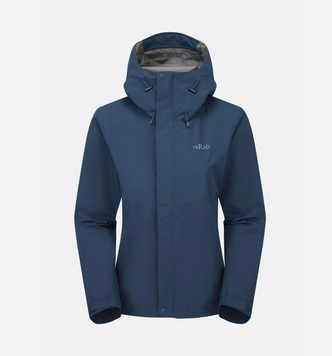Куртка жіноча мембранна Rab Downpour Jacket Wmns, Tempest Blue, М (12) (RB QWI-07-TMB-12)