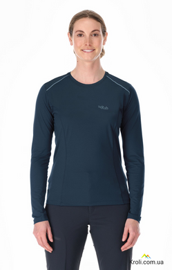 Футболка с длинным рукавом женская Rab Force LS Tee Wmns, Tempest Blue, L (14) (RB QBL-08-TMB-14)
