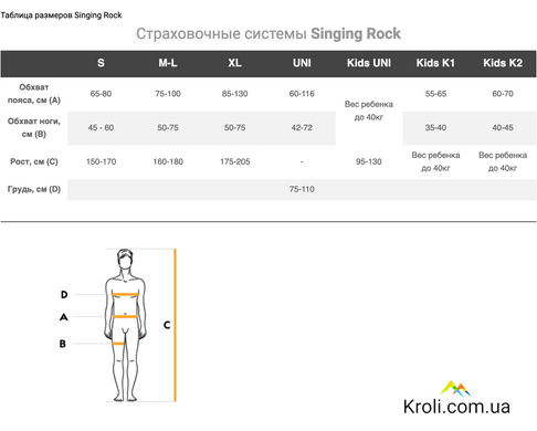Страхувальна система Singing Rock Sit Worker 3D standard, S (SR W0075DR02)
